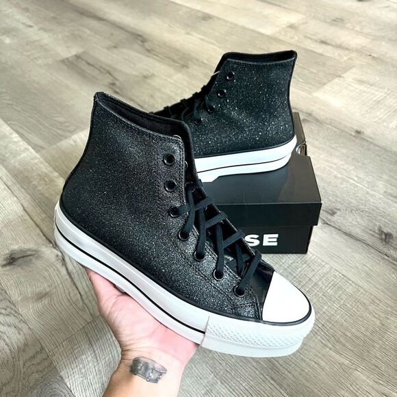 Converse Shoes - Converse All Star Chuck Taylor Hi Lift Platform Sneaker-Black Glitter-sz 8 women